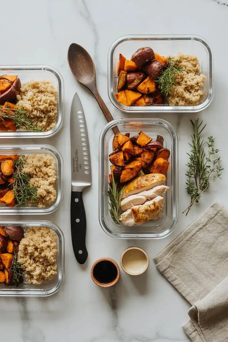 Fresh ingredients arranged for weekly preparation